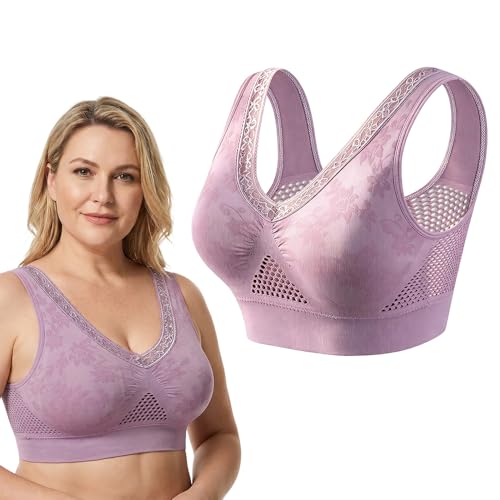 Image of Runsgo Bras for Women, Plus Size Bra, No Wire Mesh Tank Top Bra