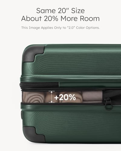 Image of Coolife Luggage, Lightweight and Durable Hardshell, 20 in, Dark Green