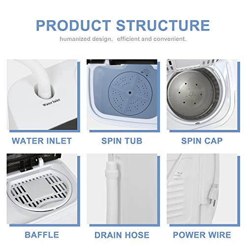 image for SUPER DEAL Compact Mini Twin Tub Washing Machine 13lbs Capacity Portab