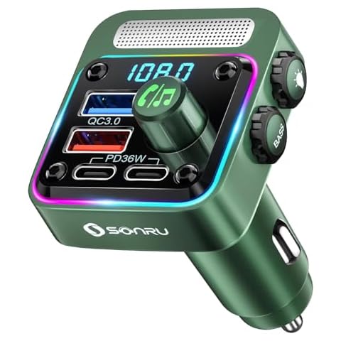 SONRU Bluetooth 5.3 Car FM Transmitter with Fast Charging Cover