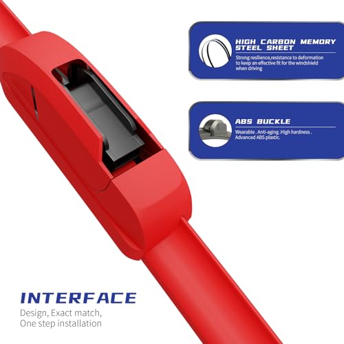 Image of OEM QUALITY 22 inch + 22 inch Premium All-Seasons Durable Stable And Quiet Red Windshield Wiper Blades (Set of 2)