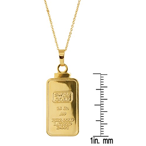American Coin Treasures 2.5 Gram Swiss Ingot Replica Pendant Necklace Layered in 24kt Gold2