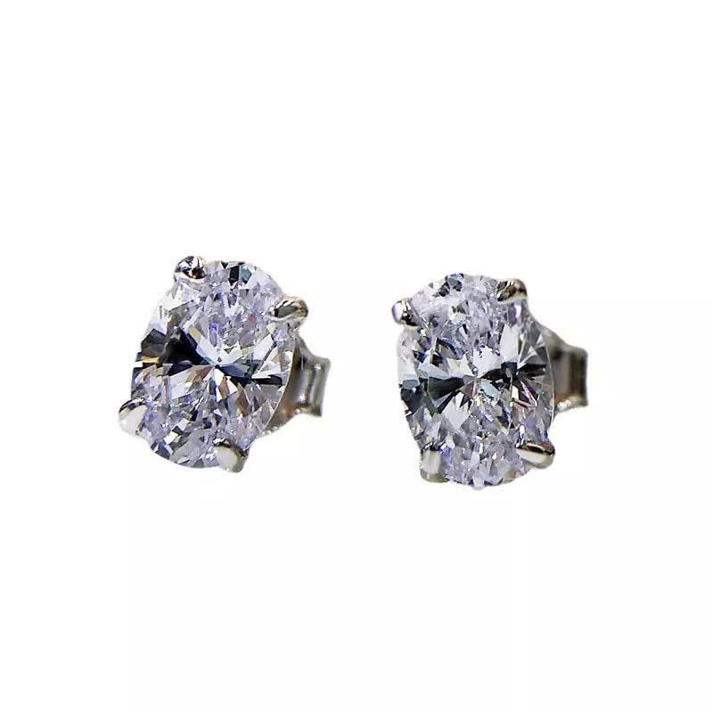 Boucles d'oreilles moissanite ovale 5x7mm en argent pour femme