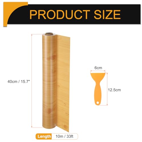 Image of HARFINGTON Wood Grain Repair Tape 15.7 Inch x 33ft Self Adhesive Repair Patch Tape Simulated Wooden Floor Tapes with Plastic Scraper for Tables Doors Windows Furniture, Cherry