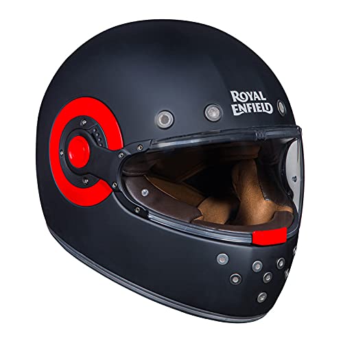 Image of Royal Enfield Old Boy Full Face Helmet with Clear Visor Matt Black, Size: L(59-60cm)