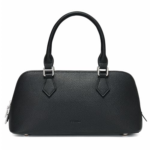 CHUNLI Women's Top Handle Crossbody Bag, Pu Leather Purse with Detachable Strap, Small Satchel Bags for Women, Black