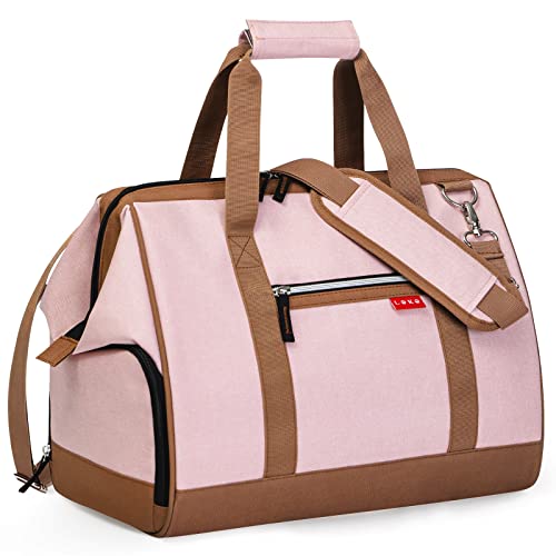 Lekesky Übernachtungstasche für Damen, Wochenendtasche, Mutterschaftskrankenhaus-Tasche mit großer Öffnung, Reisetasche, für Damen, blau gestreift, rose, 33L, Reisetasche