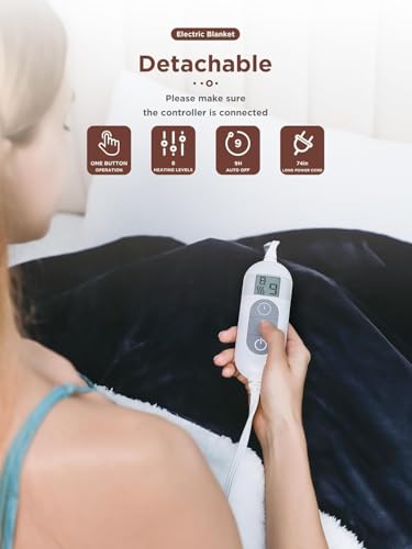 Heated Blanket,Soft Flannel Heated Throw Blanket,Fast Heating Electric Throw Blanket with 8 Heating Levels,9 Hours Auto Shut Off,Home Sleep Electric Blanket Throw, A Thoughtful Gift for Elders - Image 3