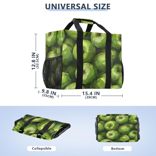 YETTASBIN Fresh Apples Large Foldable Travel Tote Bag, Lightweight Waterproof Swim Pool Bag with Handles & Pocket for Beach Outdoor, Reusable Grocery Bag for Kitchen, Shopping3