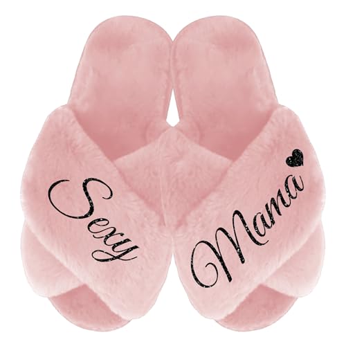 Mama Slippers, Fluffy Slippers for Women, Gift From Husband to Wife, Sexy Mama Slides, Birthday Gift for Mom