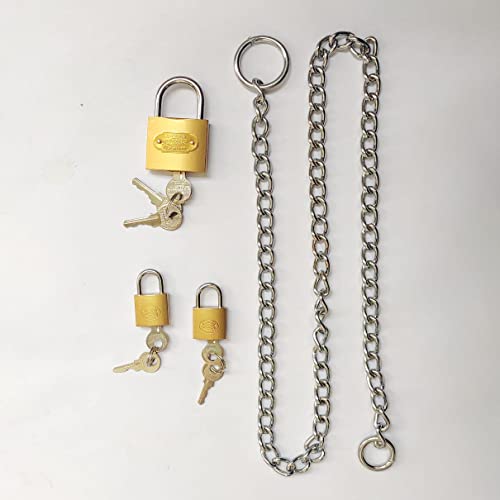 Steel Chain With 1 Lock and 2 Small Locks for Bags (8 Feet)