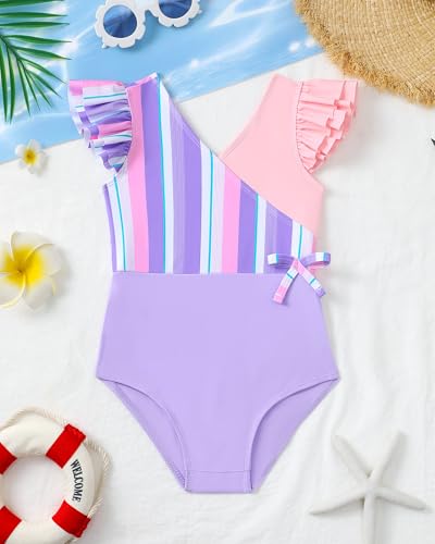 Image of Mioglrie Toddler Baby Swimsuit Girl Bathing Suit Girl 2T 3T 4T 5T 6T Girls One Piece Swimsuits Color Block Swimwear