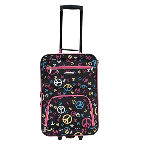 Image of Rockland Fashion Softside Upright Luggage Set,Expandable, Wheel, Telescopic Handle, Peace, 2-Piece (14 /19)