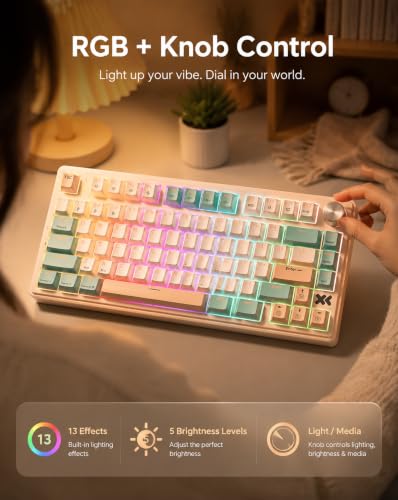 Lenovo K5 Pro 75% Wireless Mechanical Keyboard, Hot-Swappable, Peach Mint - image 5