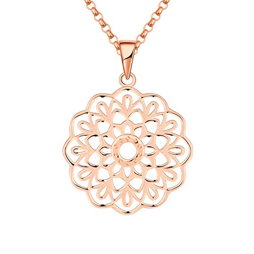 Jo Wisdom Collar De Mandala Plata De Ley 925 Mujer,Collar De Yoga Flor De La Vida Joyas Con Baño De Oro Rosa Jo Wisdom Collar De Mandala Plata De Ley 925 Mujer,Collar De Yoga Flor De La Vida Joyas Con Baño De Oro Rosa
