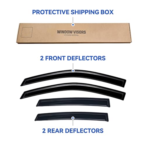 Image of Window Visors Rain Guards for 2011 2012 2013 2014 2015 Kia Sorento, Out-Channel Window Vent Wind Deflectors Visors Shades for 11-15 Kia Sorento