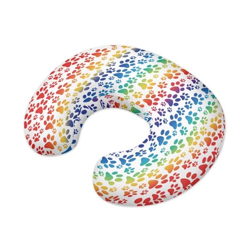GOSTONG Rainbow Dog Paws Baby Nursing Pillow Cover Newborn Breastfeeding Pillow Slipcover Cushion Cover Softness Fabric Fits Snug on Infant, Removable and Machine Washable