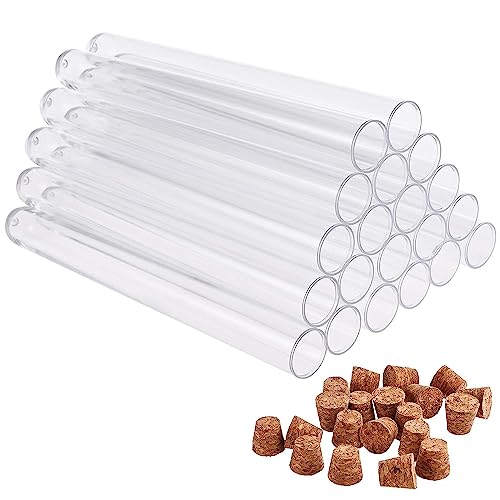 Faburo 20 Stück Reagenzgläser Kunststoff Transparent Reagenzgläser Reagenzglas mit Korken (150 x16 mm) 20 ml