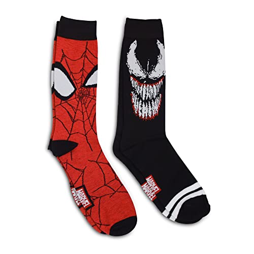 Marvel Spiderman Spider-Man Venom Costume 2 Pack Casual Crew Sock Multi Colored