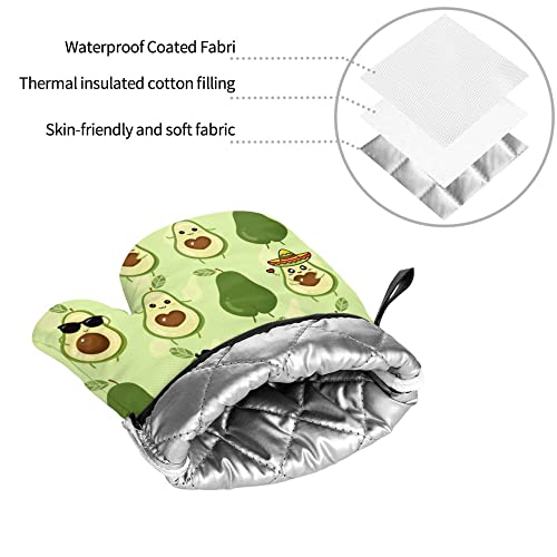 Hisoro Cute Avocados Oven Mitts And Pot Holders Sets For Gift Set Kitchen Heat Resistant Waterproof Durable For Bbq Cooking Baking #TOP6