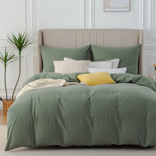Nesture Bettwäsche 135x200 Baumwolle Kariert Grün - Bettwäsche-Sets...
