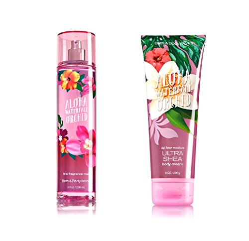 Bath Body Works Aloha Waterfall Orchid Fragrance Mist and Body Cream Set 8 Ounce Each