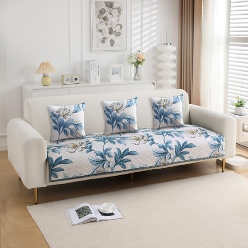 Image of HOKIPO Printed Cushion Cover 16x16 in, Celadon Blue Camellia