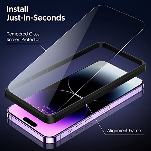 Image of Fotbor for [3+3 Pack] iPhone 14 Pro Max Screen Protector with Camera Lens Protector, 9H Shatterproof Tempered Glass Film with Easy Installation Frame, HD Clear Sensitive Full Coverage 6.7 Inch