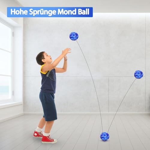 YiJiuBa 4 Bällen, Mond Ball,7cm Hohe Springender Gummiball Sprünge Jumpball Mondball, Space, Bounce, Jump Ball Galaxy, Coole Moonballs für Kleinere Kinder, für Drinnen Als Auch Draußen