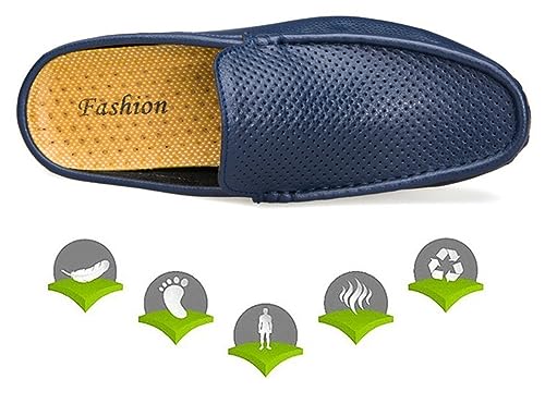 Slippers for Men Leather Low Top Porosity Round top Loafers Lightweight Flat Heel Comfort Drive Shoes Casual Walking Non-Slip Traveling Shoes4