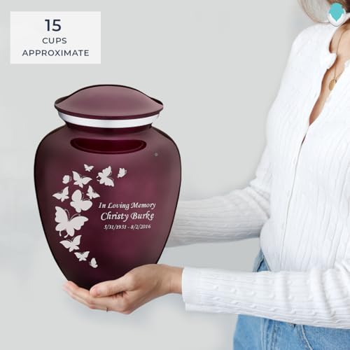 Image of Geturns - Adult Personalized Butterfly Cremation Urns for Human Ashes I Large Cherry Purple Funeral Urn for Men and Women I 200 lbs
