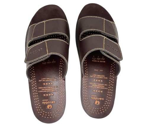 Image of AEROBLU Comfortable Flat Slippers for Men | Dual Adjustable Velcro Strap | Anti SKid & Lightweight Slip-On Flats for Indoor & Outdoor use