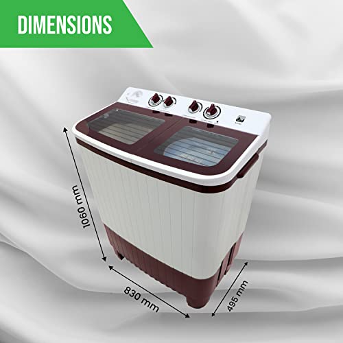 Image of NU 9 Kg Semi-Automatic Top Load Washing Machine with Soft Close Premium Toughened Glass Lid (WTT90GBO, Burgundy Red) 2023 Model