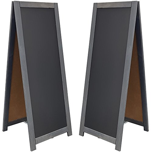 Power-Preise24 Werbeaufsteller aus Holz 2er Set 110 x 45 cm in Anthrazit Kundenstopper zum Aufstellen Werbetafel doppelseitig beschriftbarer Gehwegaufsteller