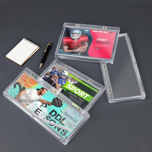 Image of DEDC Magnetic Card Holder Horizontal Booklet Card Holder-175PT Magnet Case Trading Card Protector Baseball Cards One Touch Card Holder UV Protection Display Showcase PVC Free (2CT-187mm)