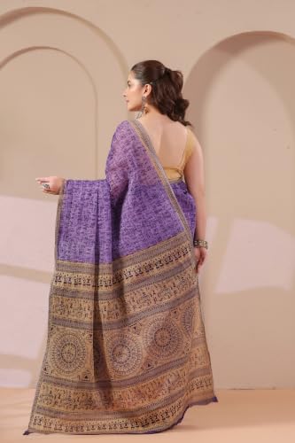 Image of TAMAIRA FASHION Mulmul Pure Cotton Saree For Woman Warli Printed |Office Wear Daily Wear Sarees For Women Without Blouse Piece(Available in 16 Colours)