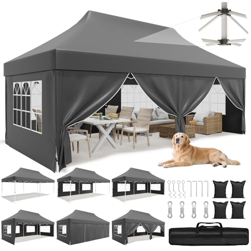 JUMMICO Tonnelle 3x6 Pliante avec 10cm de Hauteur Intérieure Supplémentaire｜Toile Oxford Imperméable, Robuste et Durable｜Tente de Fête Élégante,...