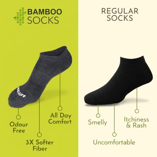 Image of HEELIUM Bamboo Ankle Socks for Men & Women | Ultra-Soft, Odour-Free, Thin & Breathable | 3X Softer than Cotton | Sizes - M (UK 4-8) & L (UK 9-13)