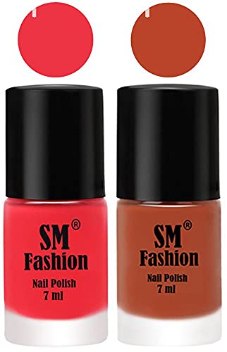 Image of Long Lasting Nail Polish | Nail Paint Combo 7 ml Each) - Set of 2 Rose Pink-Light Coral