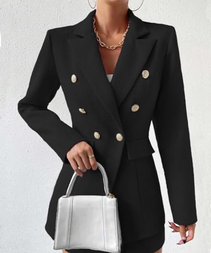 Mina Self Tweed Blazer Jackets for Women 2023 New Fall Winter Fashion Blazer Open Front Work Jacket with Pocket3