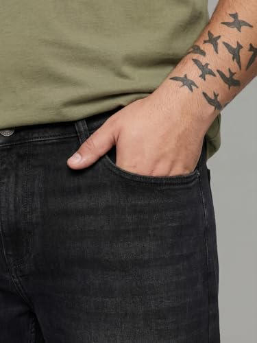 Image of Urbano Plus Men's Relaxed Fit Washed Denim Jeans Non-Stretchable