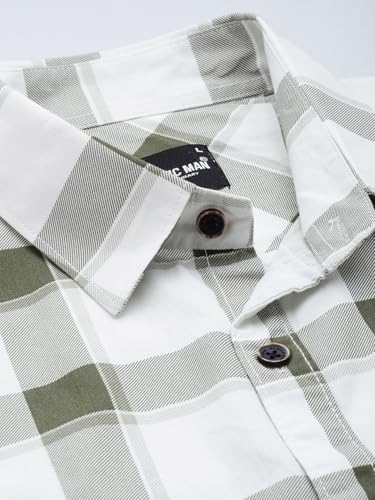 Image of Majestic Man Men Comfort Slim Fit Pure Cotton Tartan Checked Casual Shirt