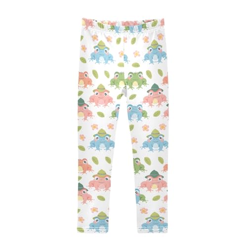 Frog Wearing A Straw Hat A Girls Leggings Athletic Pants Tights Stretch Bottom