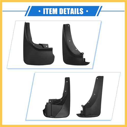 Image of Mud Flaps Kit Compatible for Ford Explorer 2011-2019, Quality Plastic Black Front and Rear Splash Guards Auto Replacement Parts