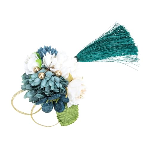 NOLITOY 和風手作りヘアアクセサリー リボン髪留め 弓の毛 ヘアジュエリー ゴス 女性用ヘアバンド 日本の花のヘア シルクフラワーヘア 花のかんざし ファブリック Green