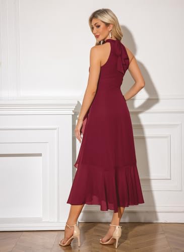Women's Halter Elegant Cocktail Dress Asymmetrical Formal Dress Long Wedding Guest Dress Maxi Evening Party Dress2