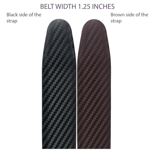 Image of Aakarshini Italian original leather belt strap /strip for men : Reversible, Adjustable, Without Buckle, Grip & Holes, Black /Brown ** Select the size carefully **