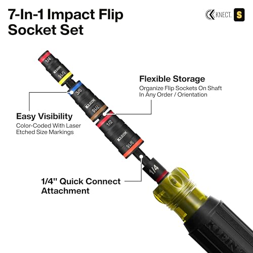 Klein Tools 65301KNECT Impact Socket Set, KNECT (S) 23-Piece SAE Pass-Through and Flip Socket Tool Set, Impact Driver Adapter, MODbox Tool Organization by KLEIN TOOLS - Image 7