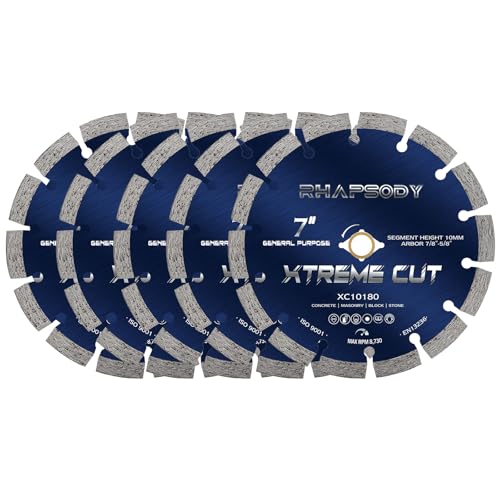 Image of RHAPSODY 7 Inch Diamond Saw Blade 5Pcs, Segmented General Purpose Blade
