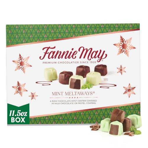 Fannie May Mint Meltaway, Mint Chocolate Candy with Milk Chocolate Pastel Coating, Holiday Chocolate Gift Box, 11.5 oz - image 1